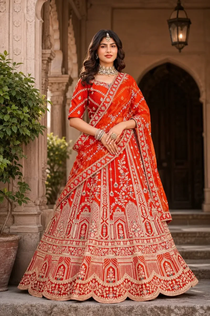 rusk silk bridal lehenga choli full