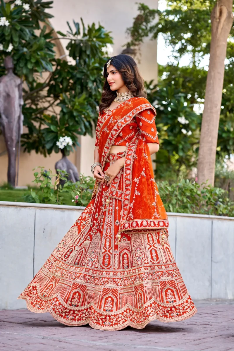 rusk silk bridal lehenga choli side
