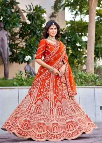 rusk silk bridal lehenga choli front look