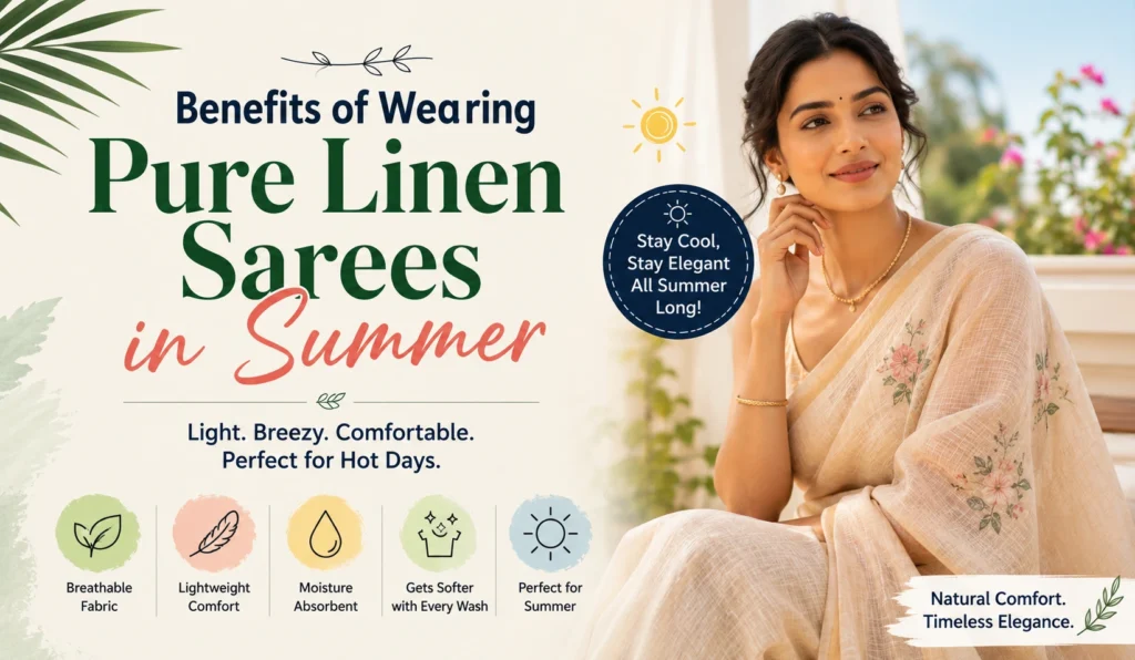 Benefits of Wearing Pure Linen Sarees in Summer 1 Pure Linen Sarees in Summer