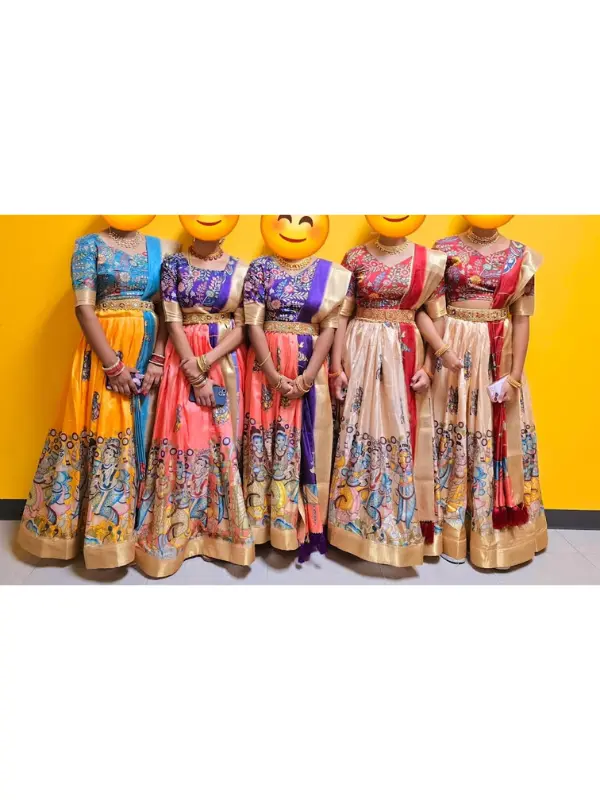 Group of clients wearing Bella Signora south indian lehenga
