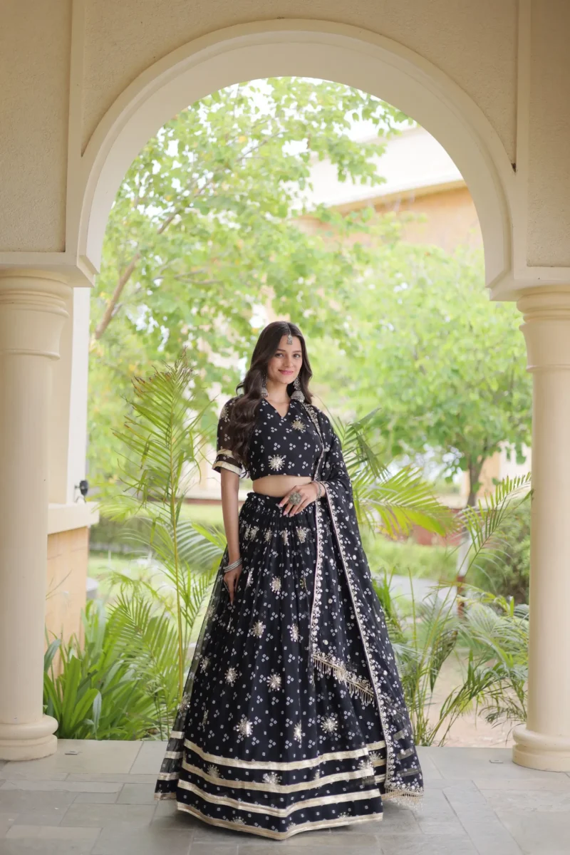 Bandhej Print Navratri Lehenga Choli with Dupatta & Gota Lace - Image 14