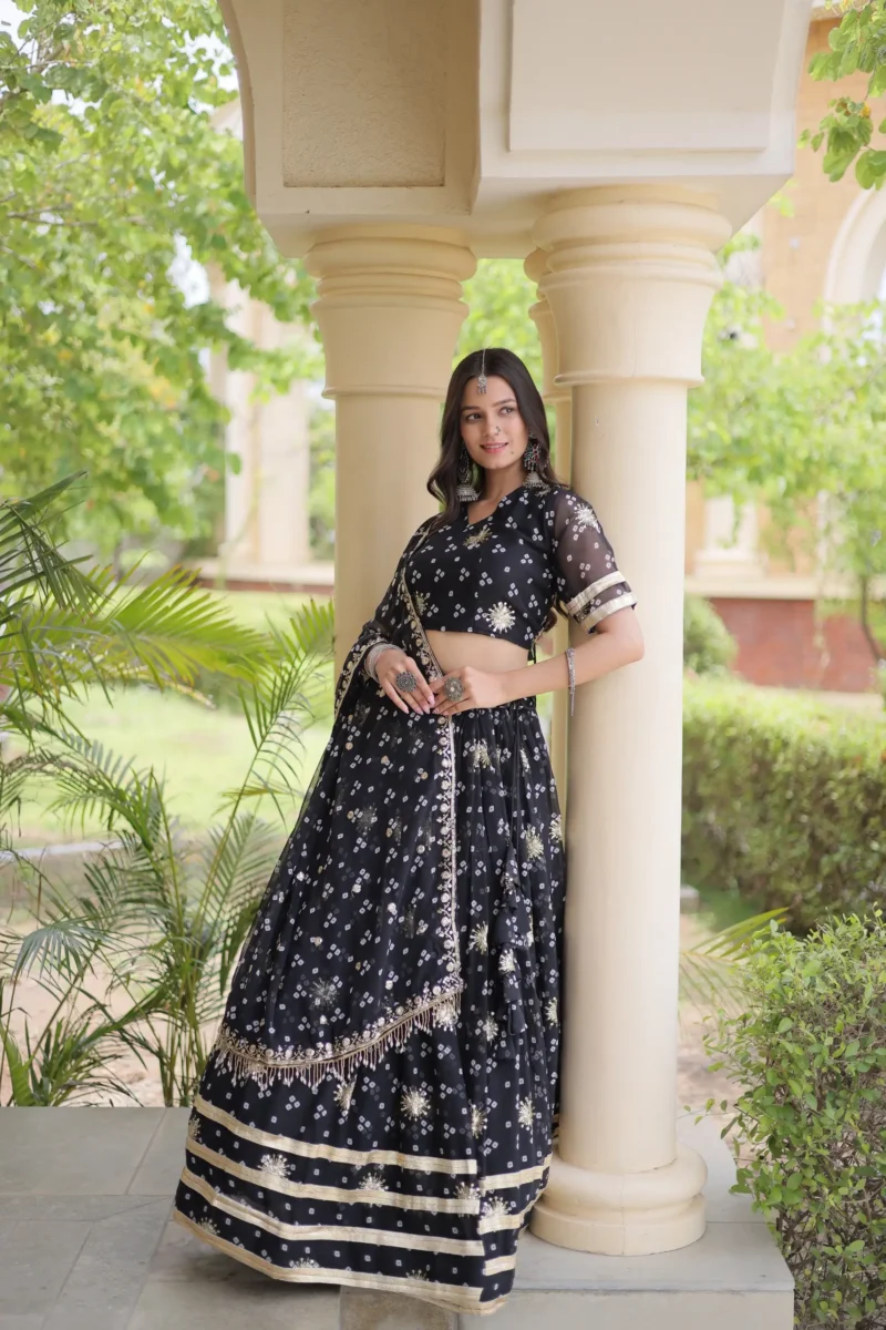 Bandhej Print Navratri Lehenga Choli with Dupatta & Gota Lace - Image 13