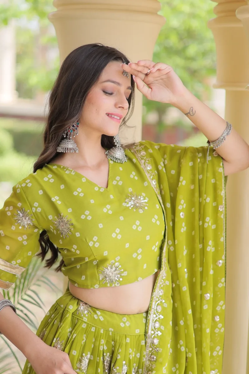 Bandhej Print Navratri Lehenga Choli with Dupatta & Gota Lace - Image 12