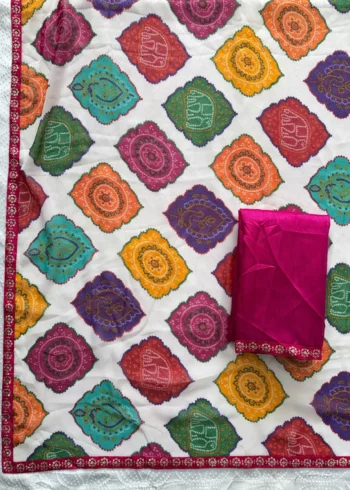 White Bandhej Printed Georgette Regular Wear Saree Live close image