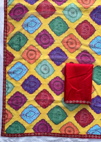 Yellow Bandhej Printed Georgette Regular Wear Saree live image