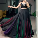 Black Georgette Navratri Lehenga with Traditional Gamthi Work Koti flair