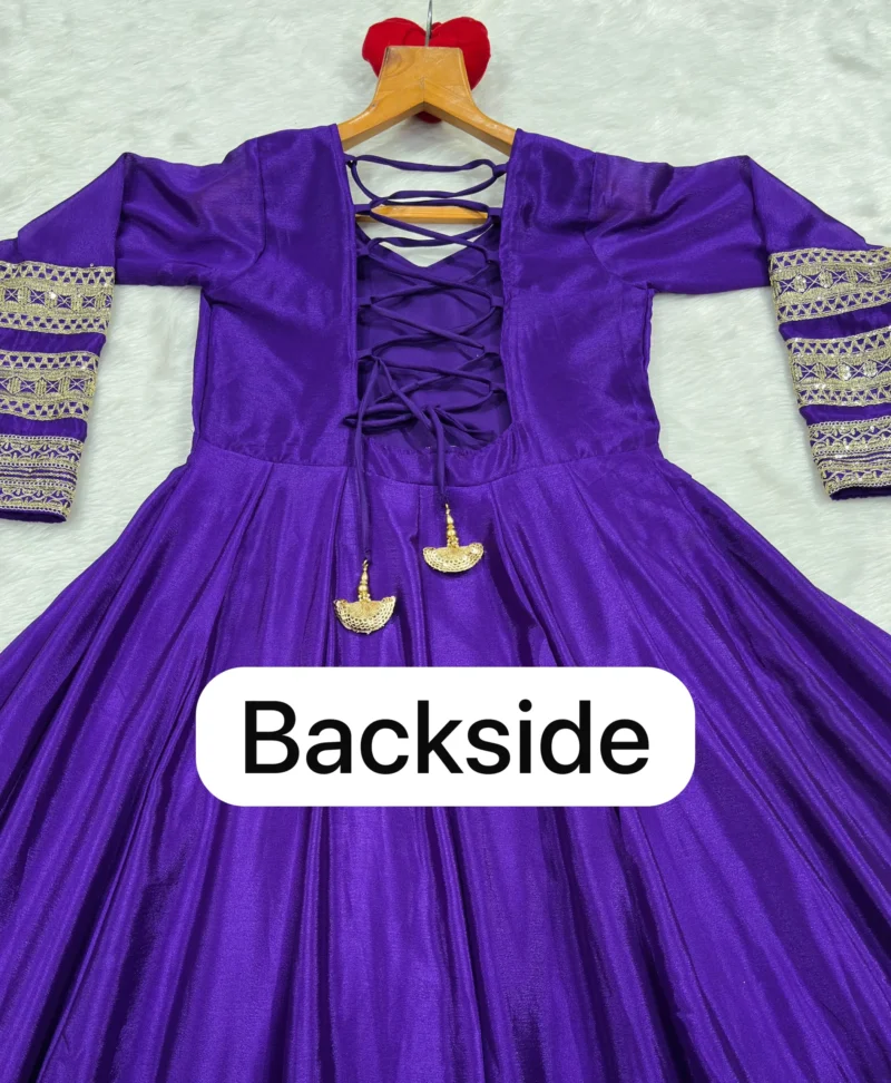 Blue Heavy Silk Embroidered Anarkali Suit back design