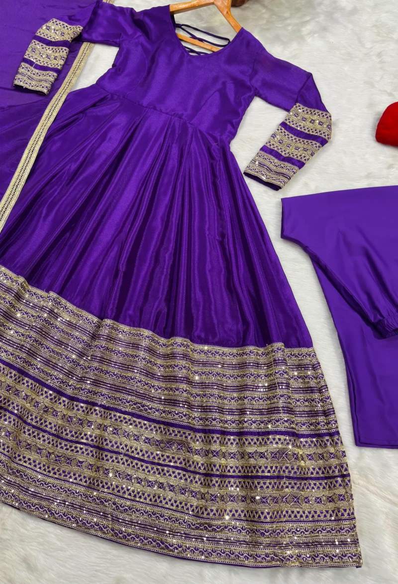 Blue Heavy Silk Embroidered Anarkali Suit live close work