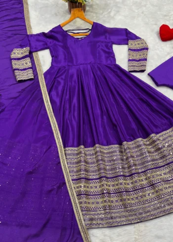 Blue Heavy Silk Embroidered Anarkali Suit live image