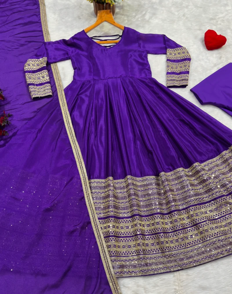 Blue Heavy Silk Embroidered Anarkali Suit live image