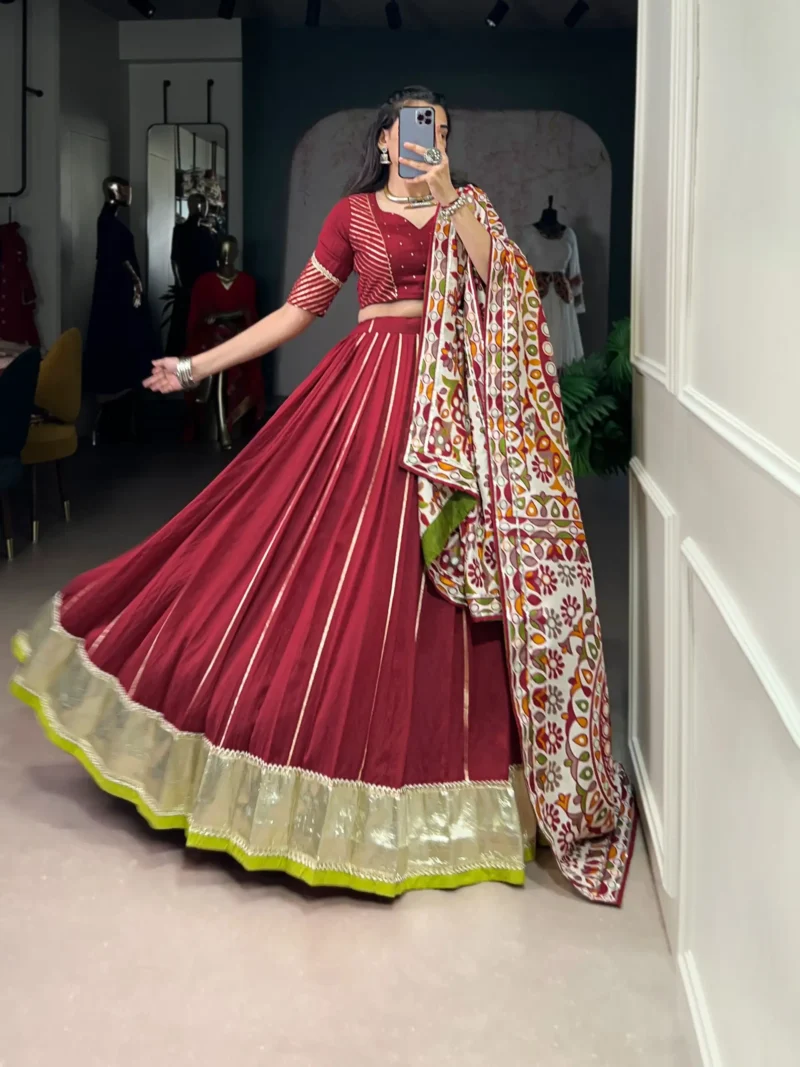 Purple Chanderi Garba Lehenga with Zari Work flair look