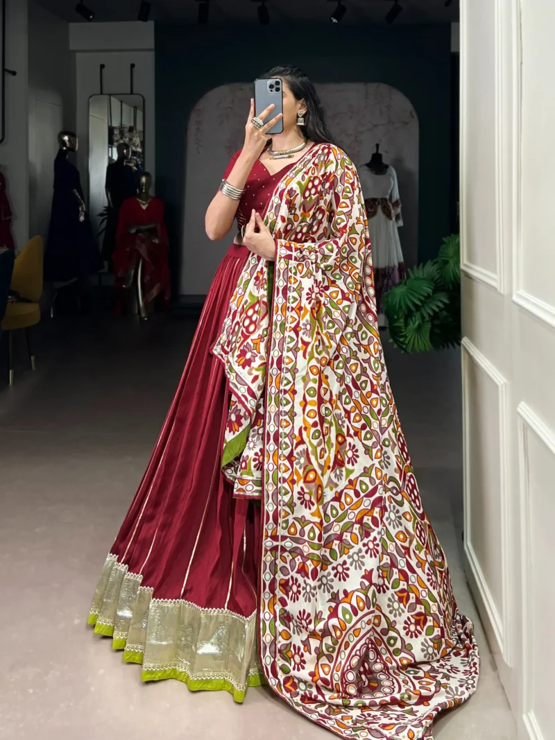 Purple Chanderi Garba Lehenga with Zari Work side look