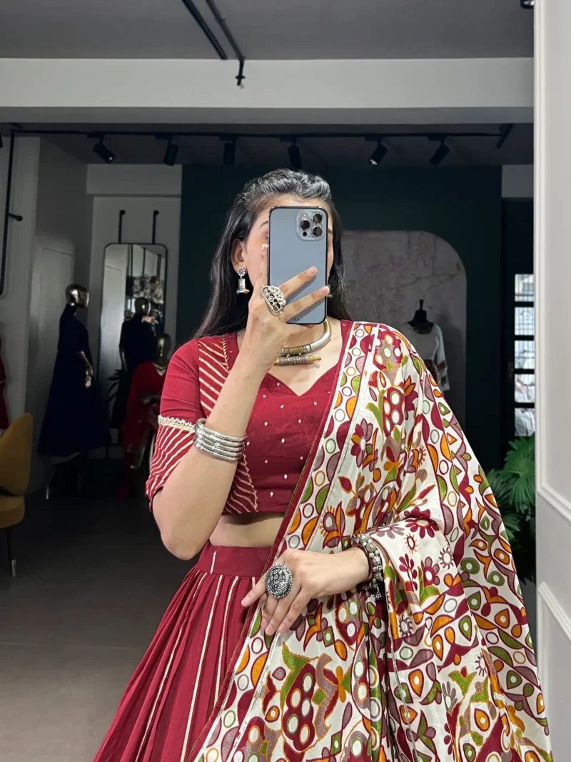 Purple Chanderi Garba Lehenga with Zari Work close