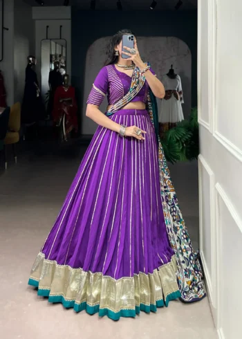 Purple Chanderi Garba Lehenga with Zari Work