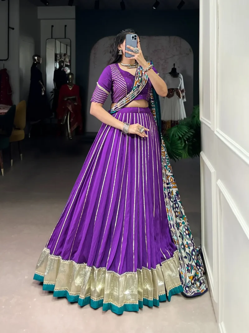 Purple Chanderi Garba Lehenga with Zari Work