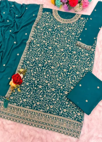 Rama Designer Embroidered Semi-Stitched Blooming Georgette Partywear Suit live