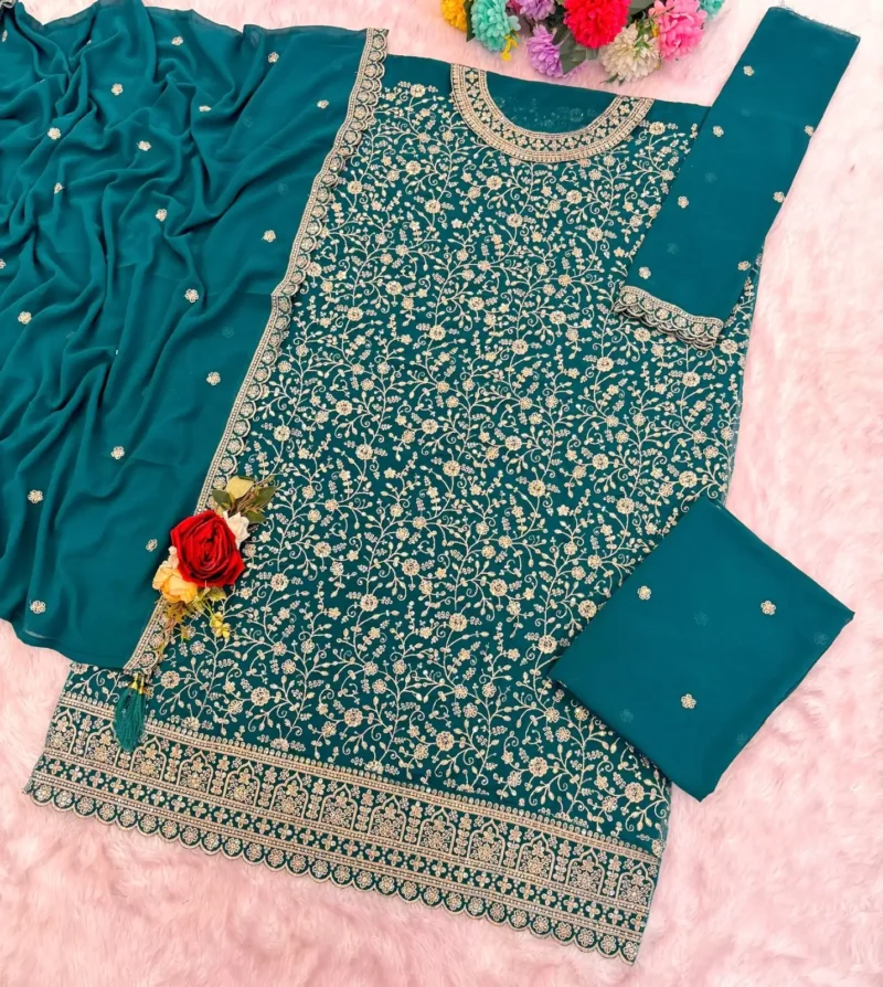 Rama Designer Embroidered Semi-Stitched Blooming Georgette Partywear Suit live
