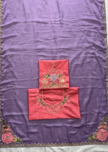 Dusty Lavender Rangoli Silk Party Wear Saree live image