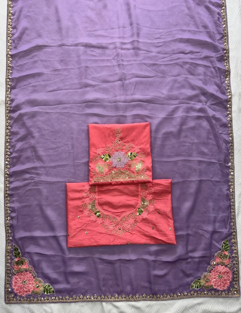 Dusty Lavender Rangoli Silk Party Wear Saree live image