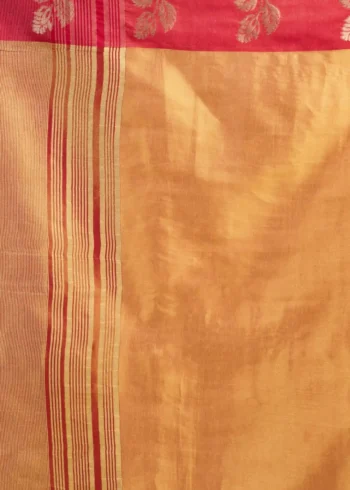 Orange Soft Tissue Saree with Contrast Border & Jhallar close pallu