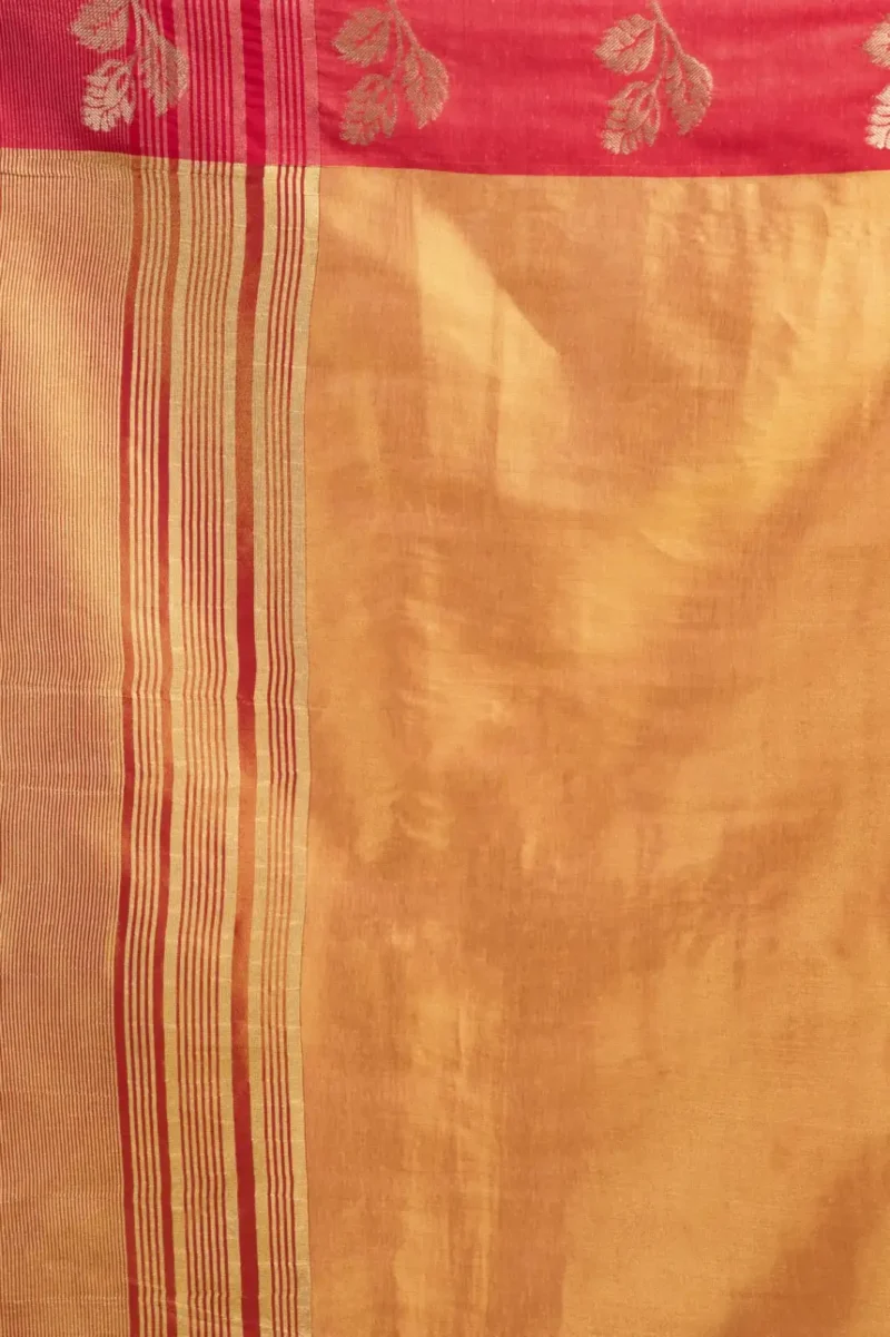 Orange Soft Tissue Saree with Contrast Border & Jhallar close pallu