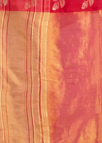 Pink Soft Tissue Saree with Contrast Border & Jhallar pallu
