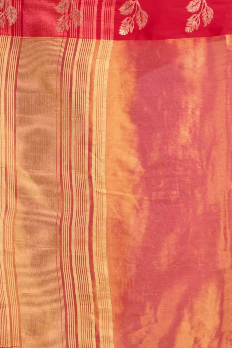 Pink Soft Tissue Saree with Contrast Border & Jhallar pallu