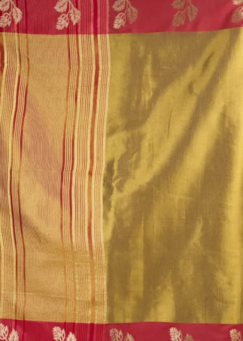 Pista Soft Tissue Saree with Contrast Border & Jhallar close pallu