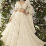 Ivory Tone-on-Tone Sequin Embroidered Party Wear Lehenga flair look