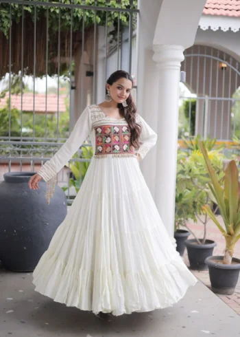 Kutchi Gamthi Mirror Work Navratri Gown for Garba - Image 9