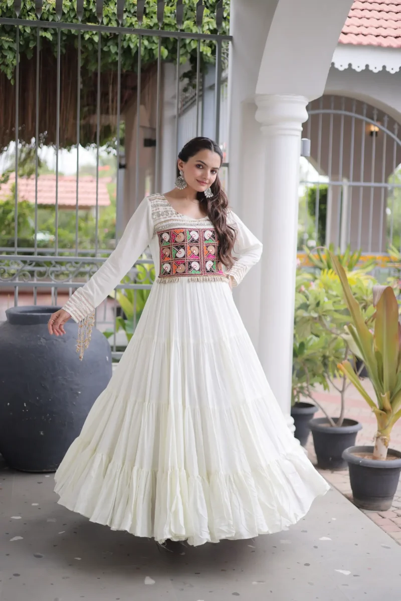 Kutchi Gamthi Mirror Work Navratri Gown for Garba - Image 9