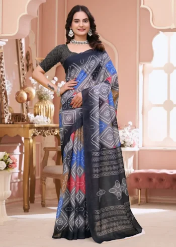 black Linen Cotton Saree for Daily Office and Casual Wear