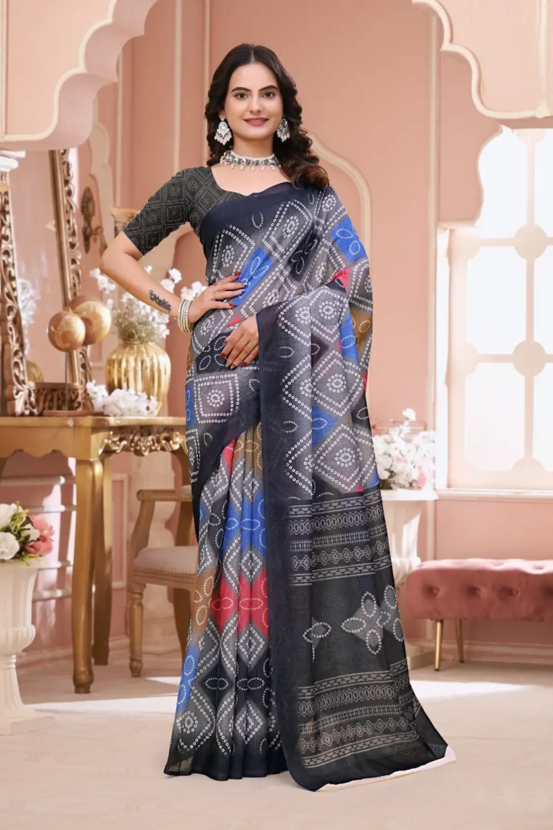 black Linen Cotton Saree for Daily Office and Casual Wear