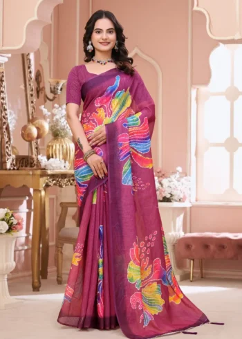 maroon Linen Cotton Saree for Daily Office and Casual Wear