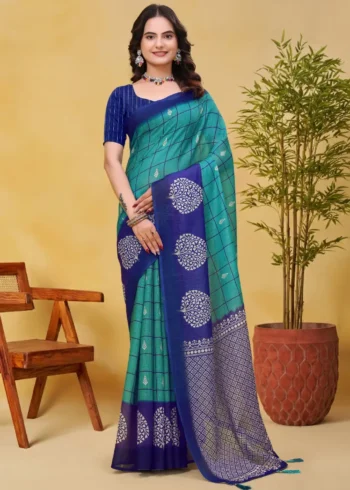 Rama Linen Cotton Saree for Daily Office and Casual Wear