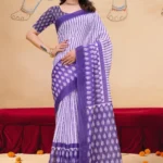 Lavender Linen Cotton Saree for Daily Office and Casual Wear