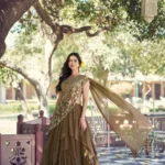 Brown Marble Sequin Threadwork Bridesmaid Wedding Lehenga