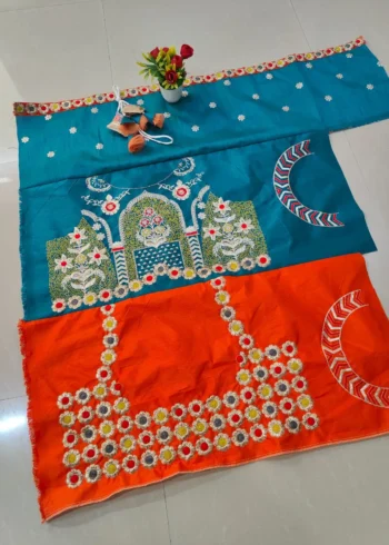 Multicolor Printed French Crepe Silk Navratri Lehenga Choli close blouse work