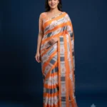 Multicolour Floral Printed Silk Satin Designer Saree front look