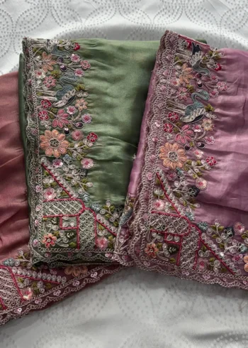 Baby Pink Pure Soft Tissue Silk Party Wear Saree all colour