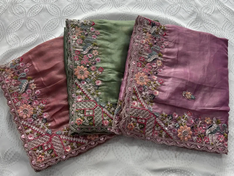 Baby Pink Pure Soft Tissue Silk Party Wear Saree all colour