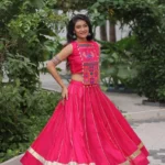 Pink Roman Gota Patti Kutchi Mirror Navratri Lehenga flair look