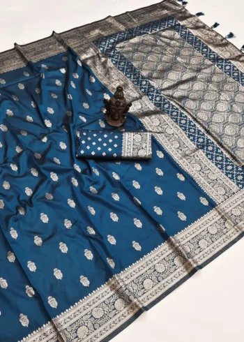 Navy BluePure Banarasi Silk Saree with Zari Woven Pallu