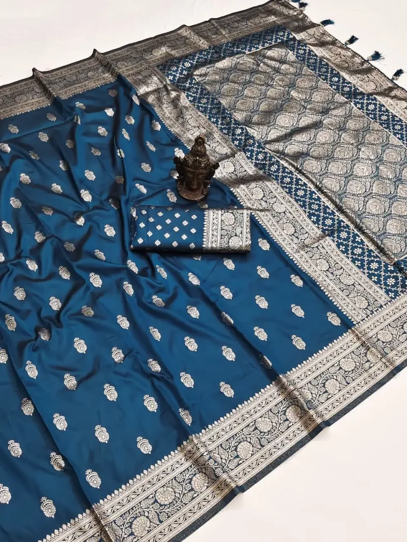 Navy BluePure Banarasi Silk Saree with Zari Woven Pallu