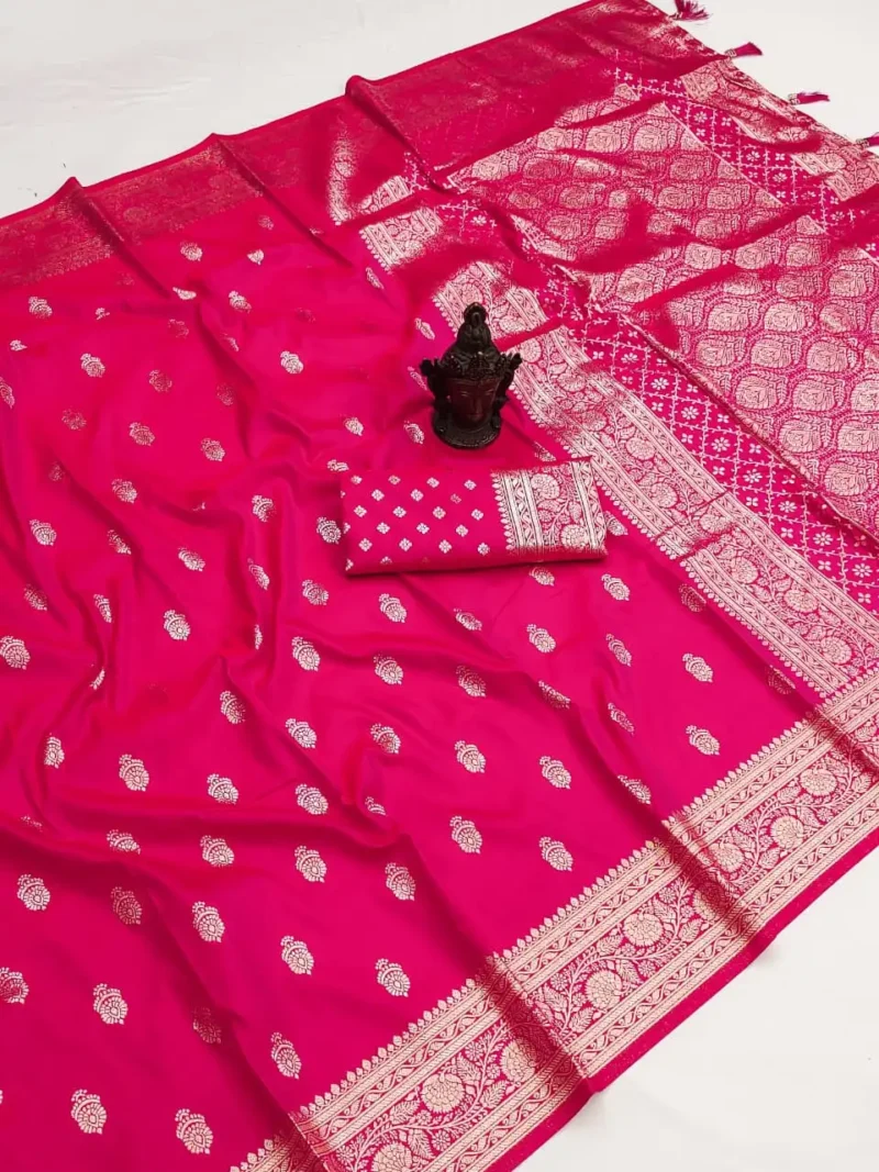 Pink Pure Banarasi Silk Saree with Zari Woven Pallu