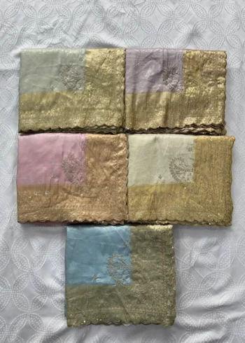 Pastel Baby Pink Pure Kanjivaram Silk Wedding Saree with Gold Zari Weaving Border all collour bundle