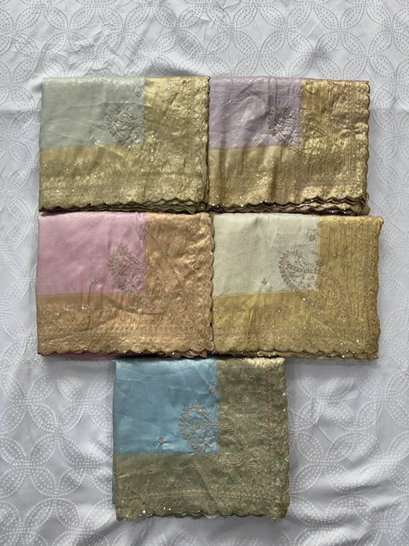 Pastel Baby Pink Pure Kanjivaram Silk Wedding Saree with Gold Zari Weaving Border all collour bundle