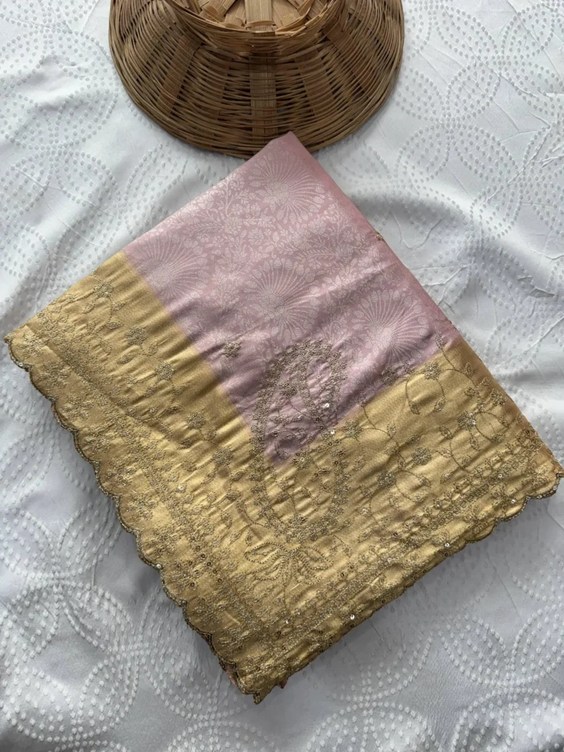 Pure Kanjivaram Silk Wedding Saree with Gold Zari Weaving Border - Image 17