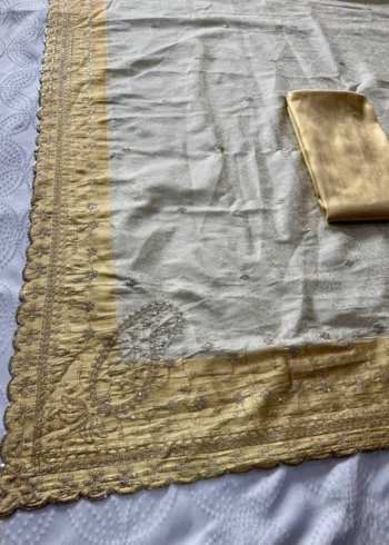 Pastel Pure Kanjivaram Silk Wedding Saree with Gold Zari Weaving Border live image